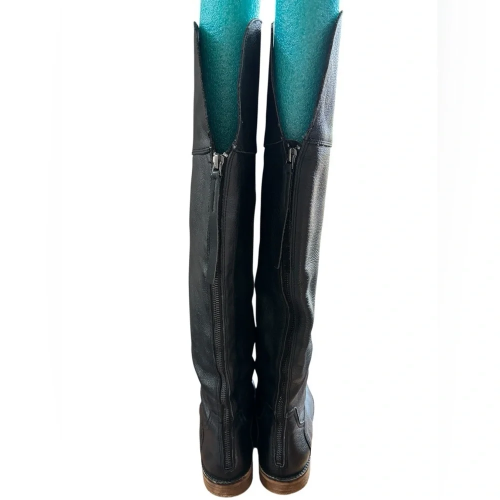 Franco Sarto Tall Black Leather Battina Knee-High Heeled Boots, Women’s Size 6.5